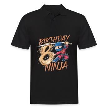 Ce t-shirt d’anniversaire Little Ninja Is 8 - Polo Homme - noir - Devant - Kai (181cm)