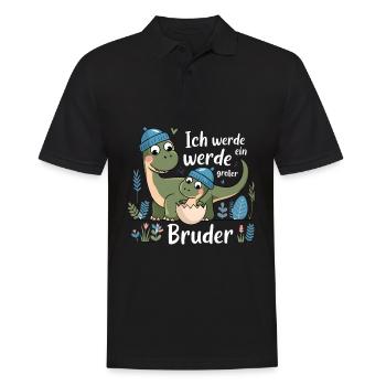 Je vais être un grand frère dinosaure dinosaure - Polo Homme - noir - Devant - Kai (181cm)