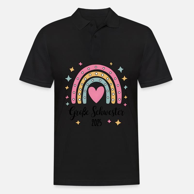 Große Schwester 2025 Regenbogen - Männer Poloshirt - Schwarz