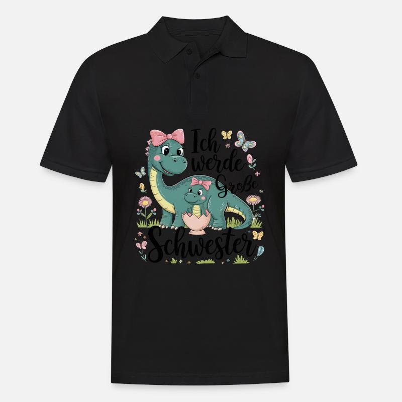 Ich werde eine große Schwester Dinosaurier - Männer Poloshirt - Schwarz