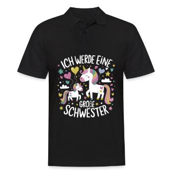 Ich werde eine große Schwester Einhorn - Männer Poloshirt - Schwarz - Vorne - Kai (181cm)