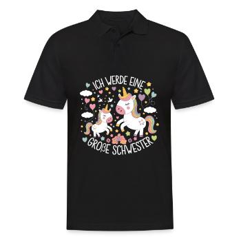 Ich werde eine große Schwester Einhorn - Männer Poloshirt - Schwarz - Vorne - Kai (181cm)
