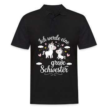 Ich werde eine große Schwester Einhorn - Männer Poloshirt - Schwarz - Vorne - Kai (181cm)