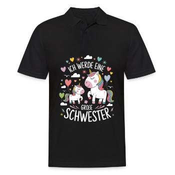 Ich werde eine große Schwester Einhorn - Männer Poloshirt - Schwarz - Vorne - Kai (181cm)