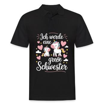 Ich werde eine große Schwester Einhorn - Männer Poloshirt - Schwarz - Vorne - Kai (181cm)
