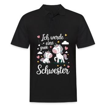 Ich werde eine große Schwester Einhorn - Männer Poloshirt - Schwarz - Vorne - Kai (181cm)
