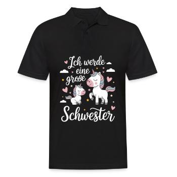 Ich werde eine große Schwester Einhorn - Männer Poloshirt - Schwarz - Vorne - Kai (181cm)