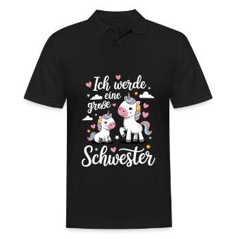 Ich werde eine große Schwester Einhorn - Männer Poloshirt - Schwarz - Vorne - Kai (181cm)