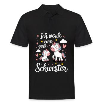 Ich werde eine große Schwester Einhorn - Männer Poloshirt - Schwarz - Vorne - Kai (181cm)