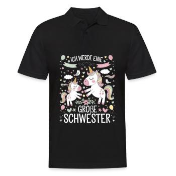 Ich werde eine große Schwester Einhorn - Männer Poloshirt - Schwarz - Vorne - Kai (181cm)