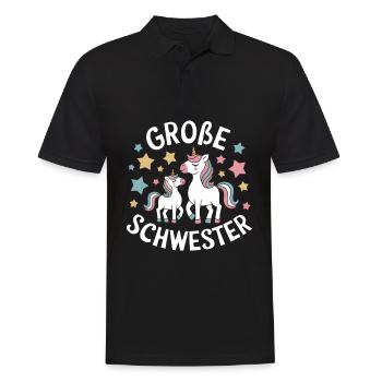 Ich werde eine große Schwester Einhorn - Männer Poloshirt - Schwarz - Vorne - Kai (181cm)