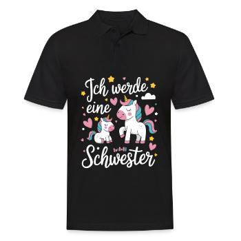 Ich werde eine große Schwester Einhorn - Männer Poloshirt - Schwarz - Vorne - Kai (181cm)