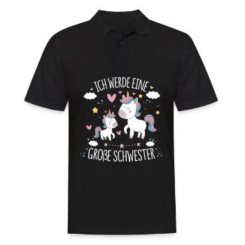 Ich werde eine große Schwester Einhorn - Männer Poloshirt - Schwarz - Vorne - Kai (181cm)