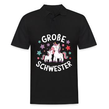 Ich werde eine große Schwester Einhorn - Männer Poloshirt - Schwarz - Vorne - Kai (181cm)