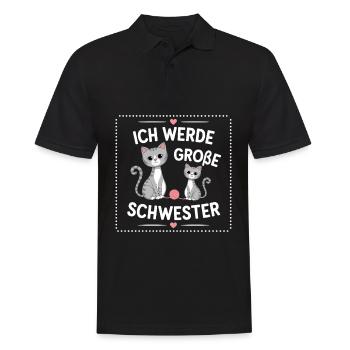 Ich werde eine große Schwester Katze Katzen - Männer Poloshirt - Schwarz - Vorne - Kai (181cm)