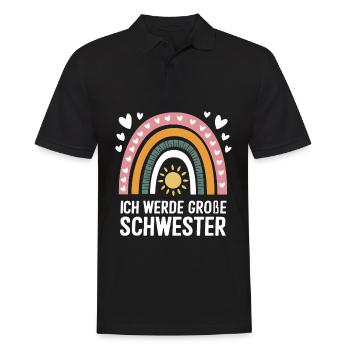 Je vais être grande sœur arc-en-ciel boho - Polo Homme - noir - Devant - Kai (181cm)
