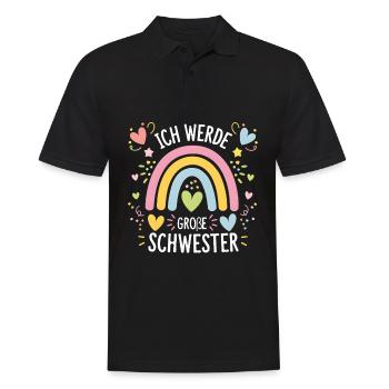 Je vais être grande sœur arc-en-ciel boho - Polo Homme - noir - Devant - Kai (181cm)