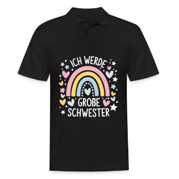 Je vais être grande sœur arc-en-ciel boho - Polo Homme - noir - Devant - Kai (181cm)