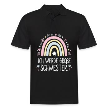 Je vais être grande sœur arc-en-ciel boho - Polo Homme - noir - Devant - Kai (181cm)
