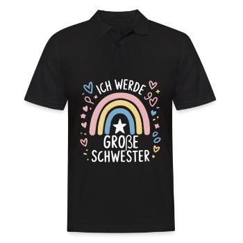 Je vais être grande sœur arc-en-ciel boho - Polo Homme - noir - Devant - Kai (181cm)