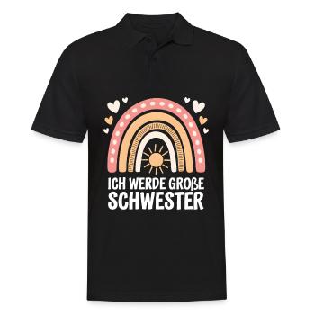 Je vais être grande sœur arc-en-ciel boho - Polo Homme - noir - Devant - Kai (181cm)