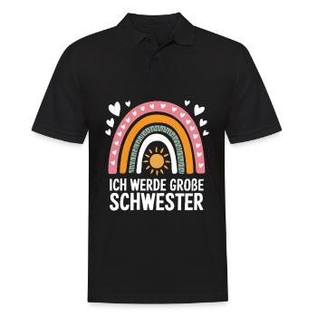 Je vais être grande sœur arc-en-ciel boho - Polo Homme - noir - Devant - Kai (181cm)