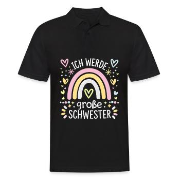 Je vais être grande sœur arc-en-ciel boho - Polo Homme - noir - Devant - Kai (181cm)