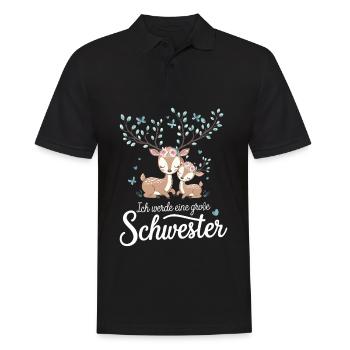 Ich werde eine große Schwester Reh Rehe - Männer Poloshirt - Schwarz - Vorne - Kai (181cm)
