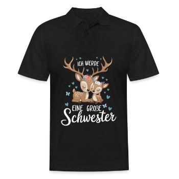Ich werde eine große Schwester Reh Rehe - Männer Poloshirt - Schwarz - Vorne - Kai (181cm)