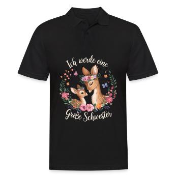 Ich werde eine große Schwester Reh Rehe - Männer Poloshirt - Schwarz - Vorne - Kai (181cm)