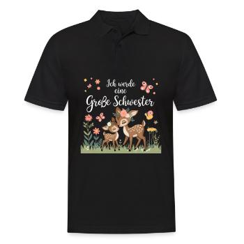 Ich werde eine große Schwester Reh Rehe - Männer Poloshirt - Schwarz - Vorne - Kai (181cm)