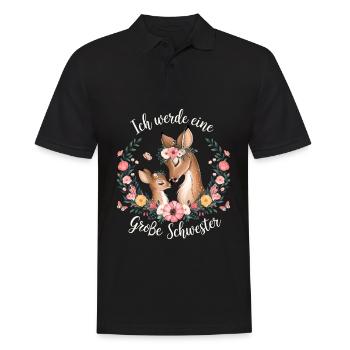 Ich werde eine große Schwester Reh Rehe - Männer Poloshirt - Schwarz - Vorne - Kai (181cm)