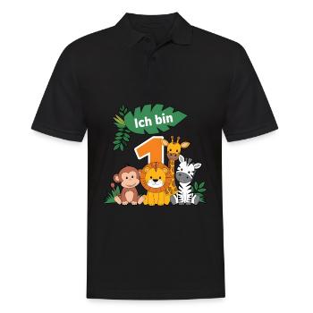 1. Geburtstag 1 Jahr Dschungel Tiere Löwe Giraffe - Männer Poloshirt - Schwarz - Vorne - Kai (181cm)