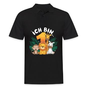 1. Geburtstag 1 Jahr Dschungel Tiere Löwe Giraffe - Männer Poloshirt - Schwarz - Vorne - Kai (181cm)