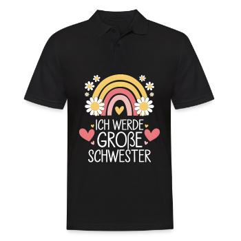 Ich Werde Große Schwester Regenbogen Boho - Männer Poloshirt - Schwarz - Vorne - Kai (181cm)
