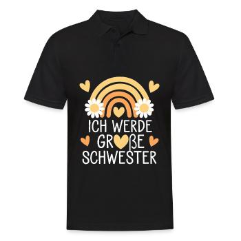Ich Werde Große Schwester Regenbogen Boho - Männer Poloshirt - Schwarz - Vorne - Kai (181cm)