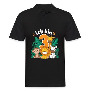 3rd Birthday 3 Years Jungle Animals Lion Giraffe - Men's Polo Shirt - black - Front - Kai (181cm)