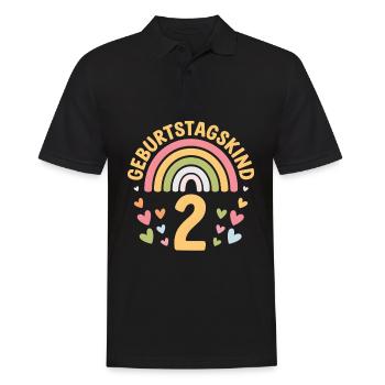 2nd Birthday Girl Rainbow - Men's Polo Shirt - black - Front - Kai (181cm)