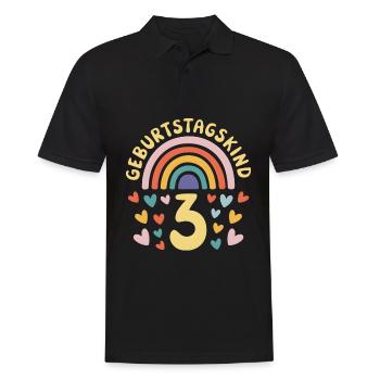 3rd Birthday Girl Rainbow - Men's Polo Shirt - black - Front - Kai (181cm)