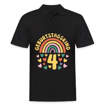 4th Birthday Girl Rainbow - Men's Polo Shirt - black - Front - Kai (181cm)