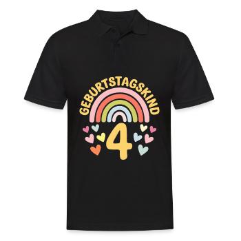 4th Birthday Girl Rainbow - Men's Polo Shirt - black - Front - Kai (181cm)