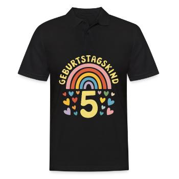 5ème anniversaire fille arc-en-ciel - Polo Homme - noir - Devant - Kai (181cm)