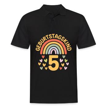 5ème anniversaire fille arc-en-ciel - Polo Homme - noir - Devant - Kai (181cm)