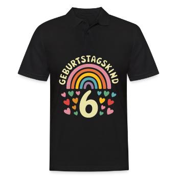 6ème anniversaire fille arc-en-ciel - Polo Homme - noir - Devant - Kai (181cm)