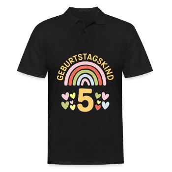 5ème anniversaire fille arc-en-ciel - Polo Homme - noir - Devant - Kai (181cm)