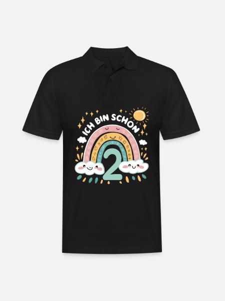 2nd Birthday Shirt Rainbow Cloud - Men's Polo Shirt - black