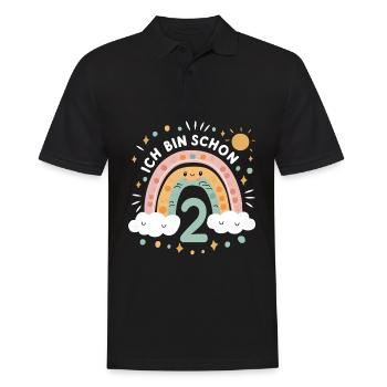 2nd Birthday Shirt Rainbow Cloud - Men's Polo Shirt - black - Front - Kai (181cm)
