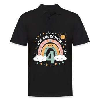 4th Birthday Shirt Rainbow Cloud - Men's Polo Shirt - black - Front - Kai (181cm)