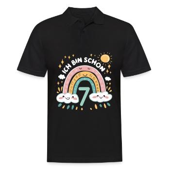 7th Birthday Shirt Rainbow Cloud - Men's Polo Shirt - black - Front - Kai (181cm)