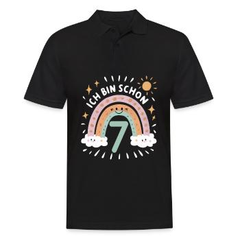 7th Birthday Shirt Rainbow Cloud - Men's Polo Shirt - black - Front - Kai (181cm)